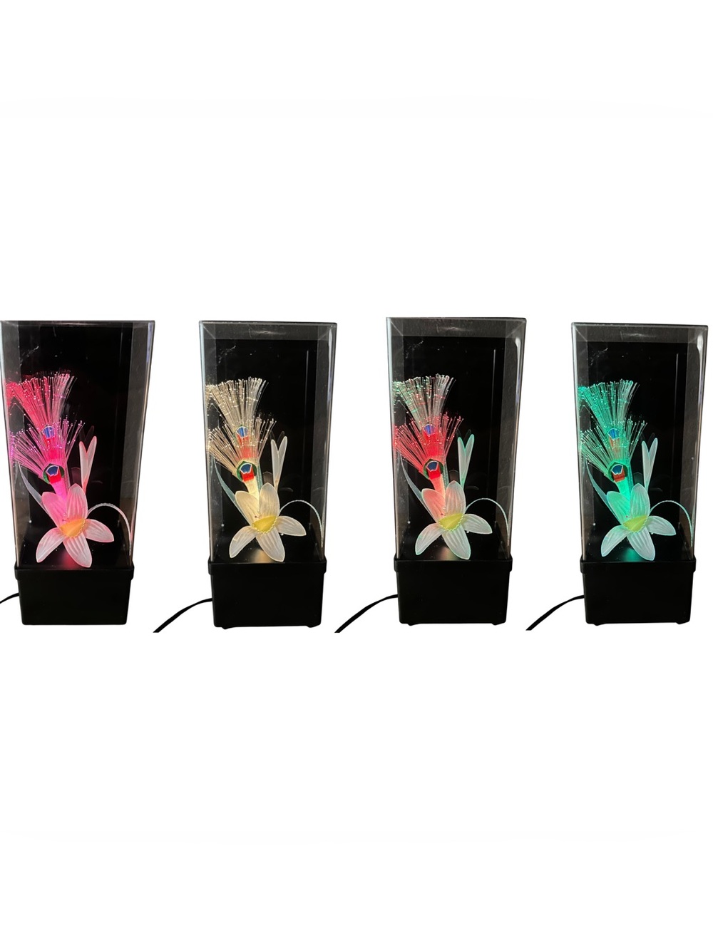 Vintage Fiber Optic Color Changing Lily Flower Lamp Light Box Retro 80’s Works